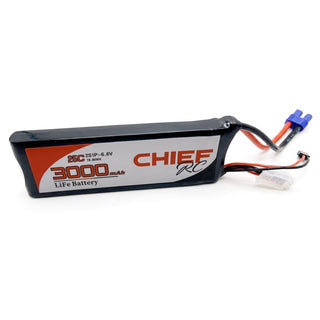 3000mAh 2S1P 6.6V 25C LiFe RX Battery, EC3 & JR, with Balancer