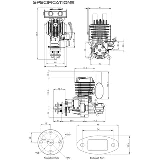 EPHIL X-Series 38cc-R Pro Gasoline Engine with E-Starter