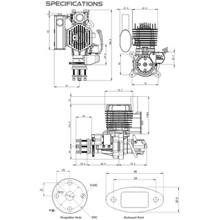 EPHIL X-Series 38cc-S Pro Gasoline Engine with E-Starter